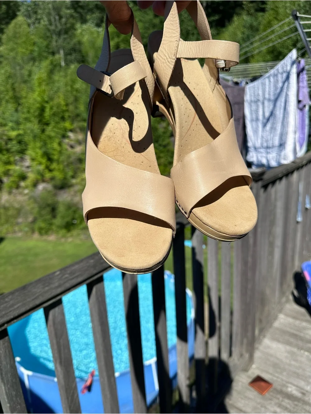 Dansko Tasha Leather Block Clog Sandals Sz 41 10.5-11 Beige Nude Ankle Open Toe